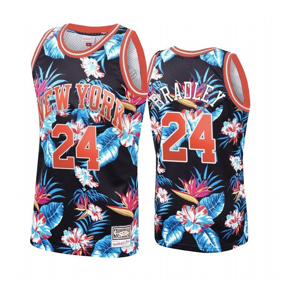 Men's New York Knicks Bill Bradley 24 Floral Fashion Jersey