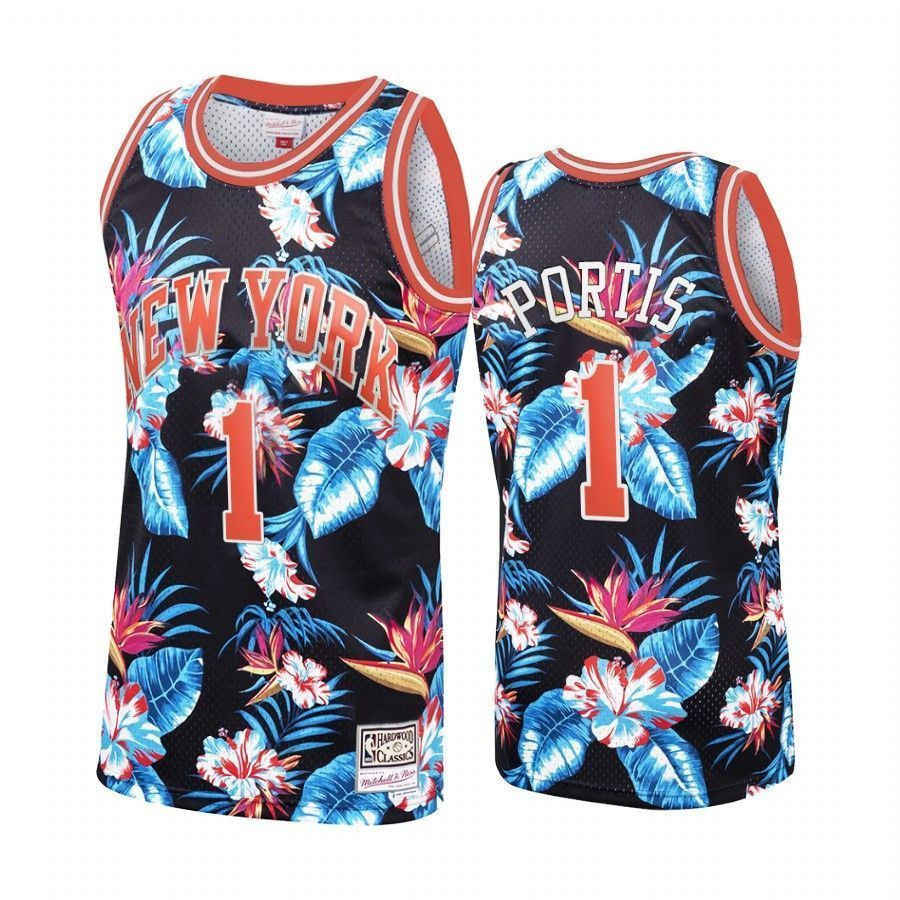 Men's New York Knicks Bobby Portis 1 Floral Fashion Jersey