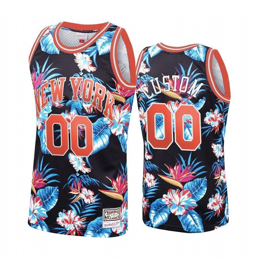 Men's New York Knicks Custom 00 Floral Fashion Jersey