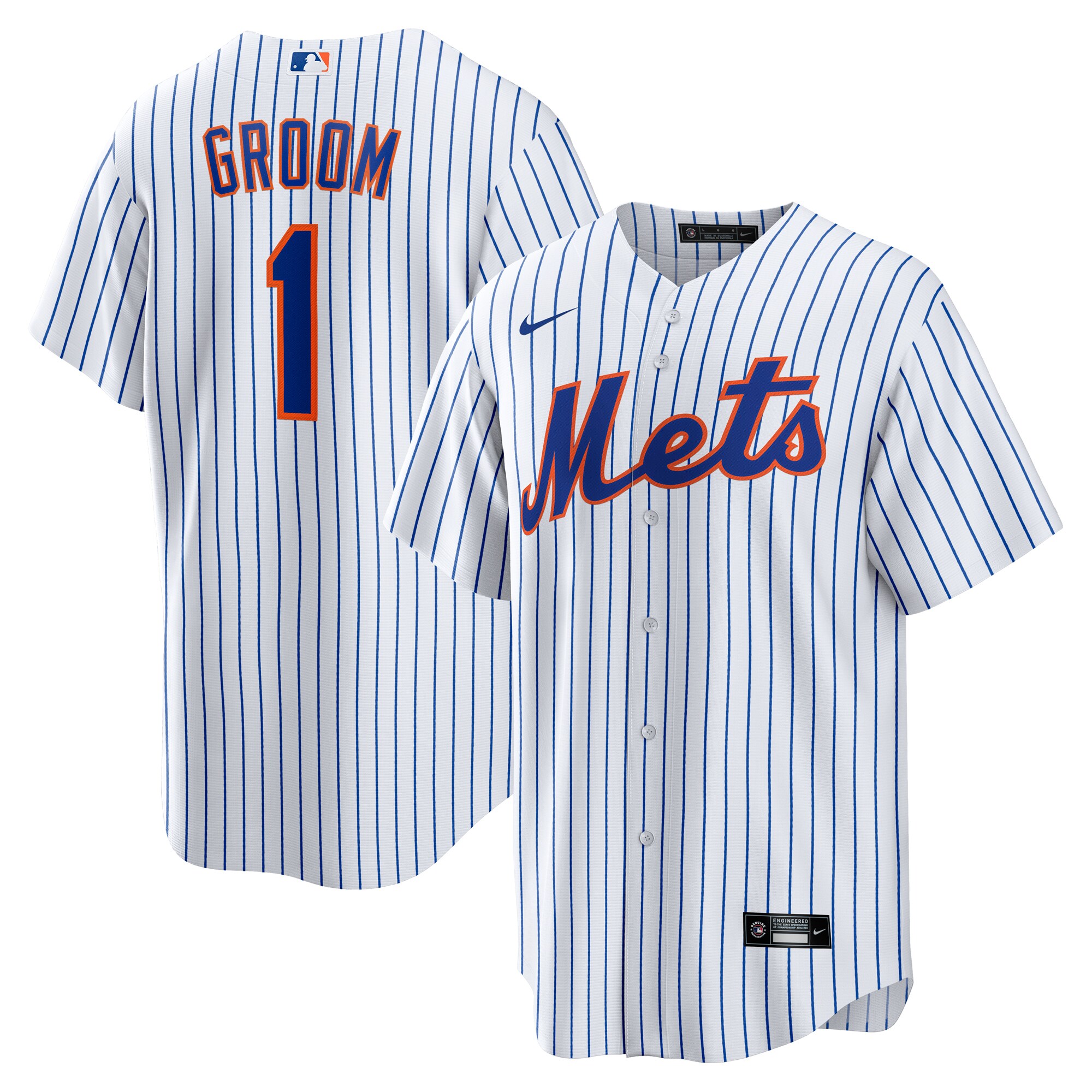 Men's New York Mets White #1 Groom Home Jersey