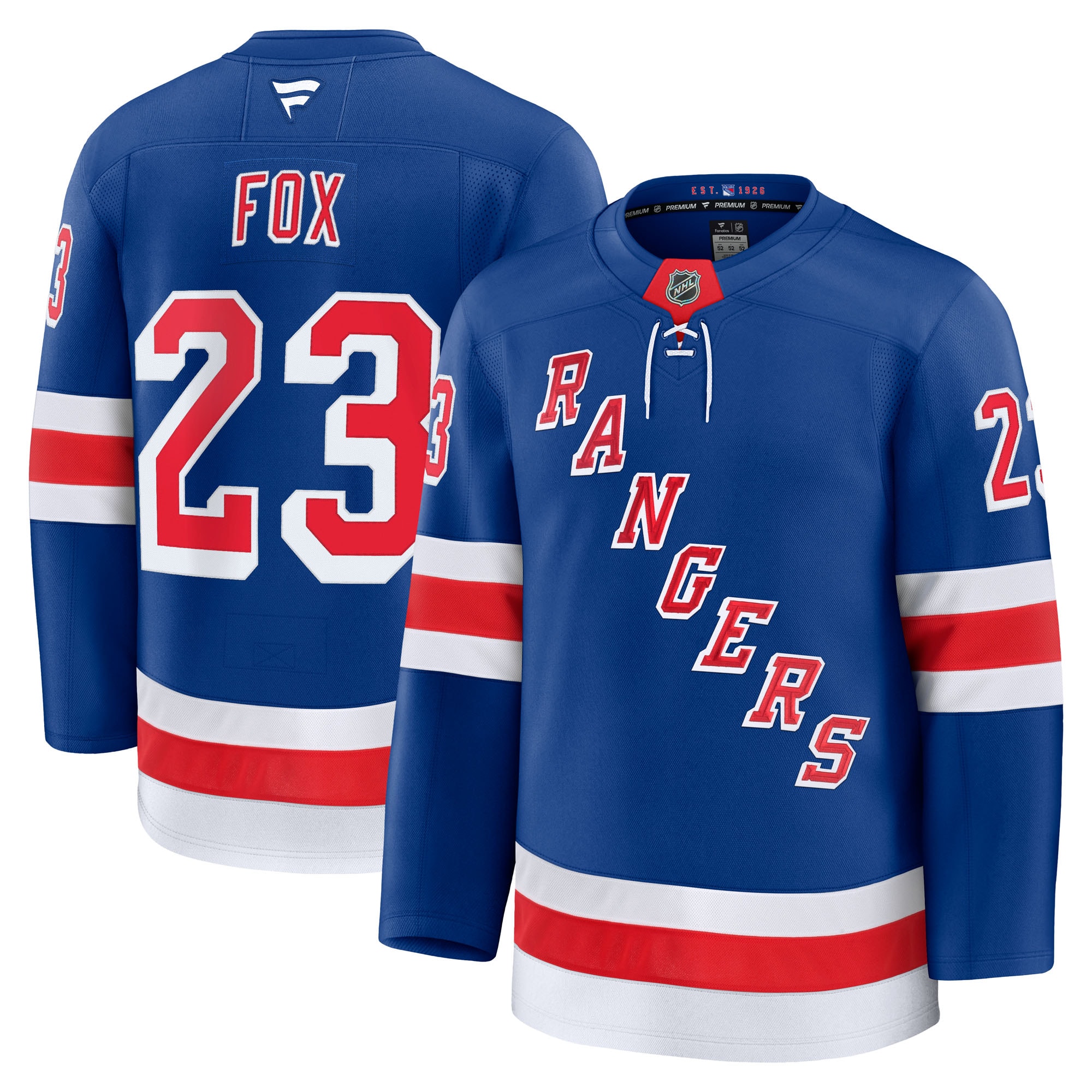 Men's New York Rangers Adam Fox Blue Home Premium Jersey