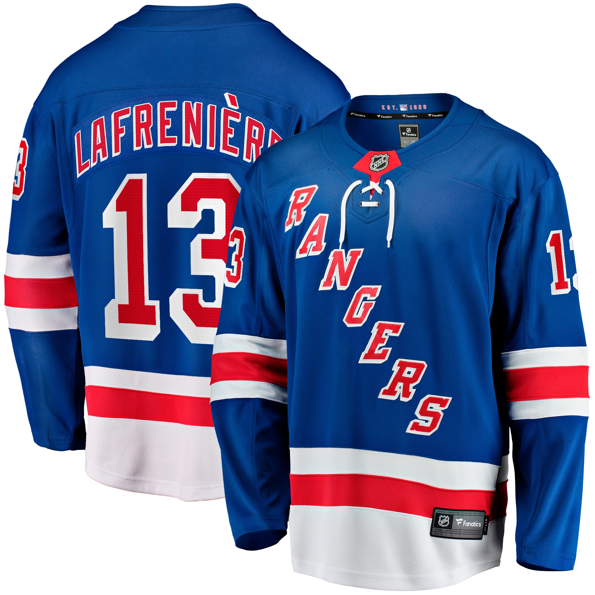 Men's New York Rangers Alexis Lafreniere Blue Home Breakaway Jersey