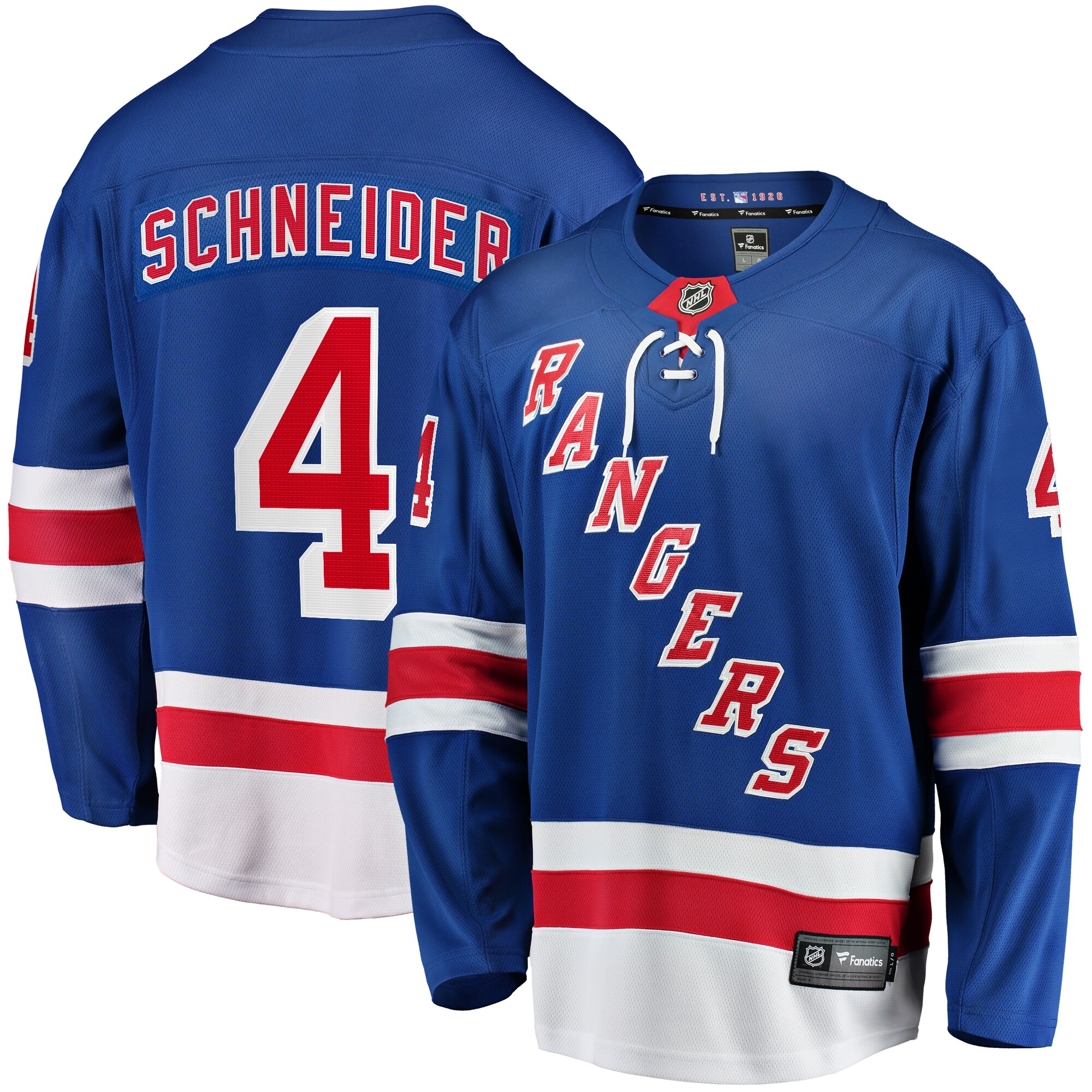 Men's New York Rangers Braden Schneider Blue Home Premier Breakaway Player Jersey