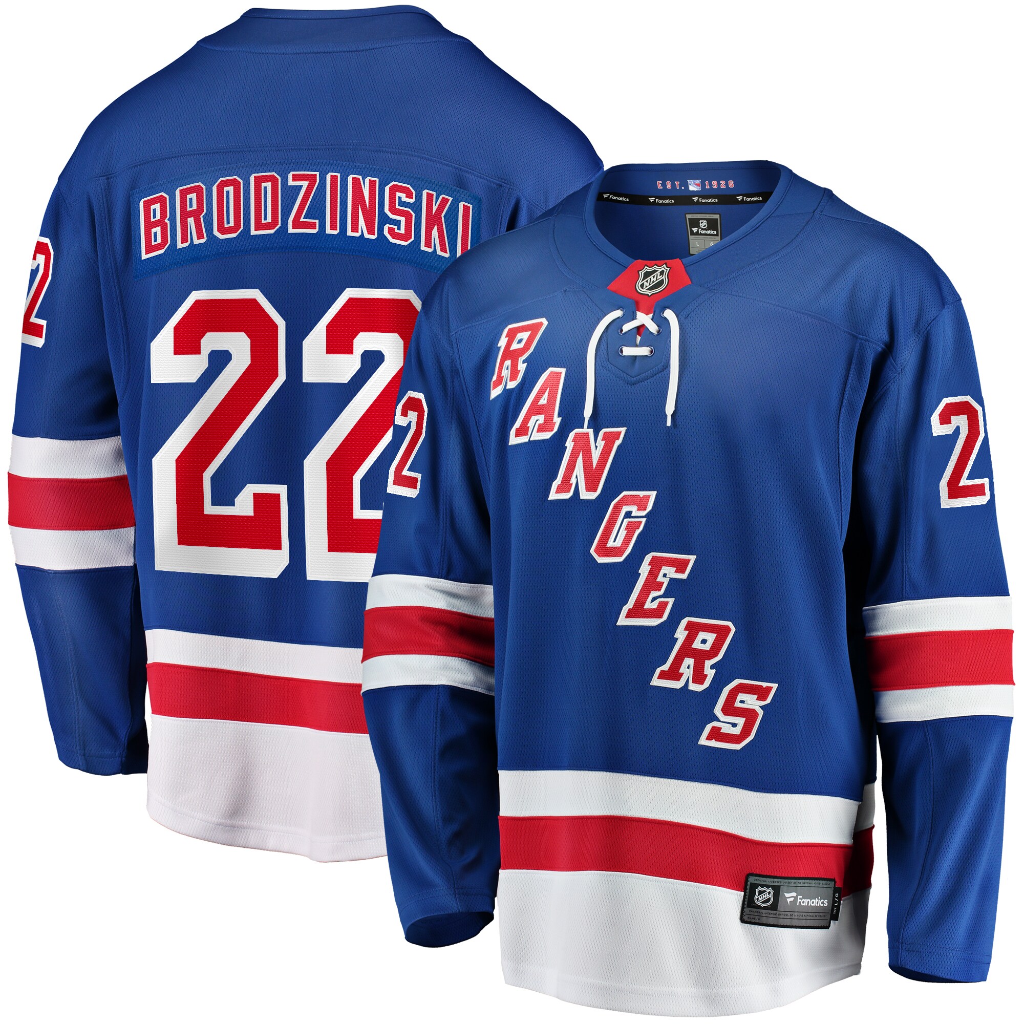 Men's New York Rangers Jonny Brodzinski Blue Home Premier Breakaway Player Jersey