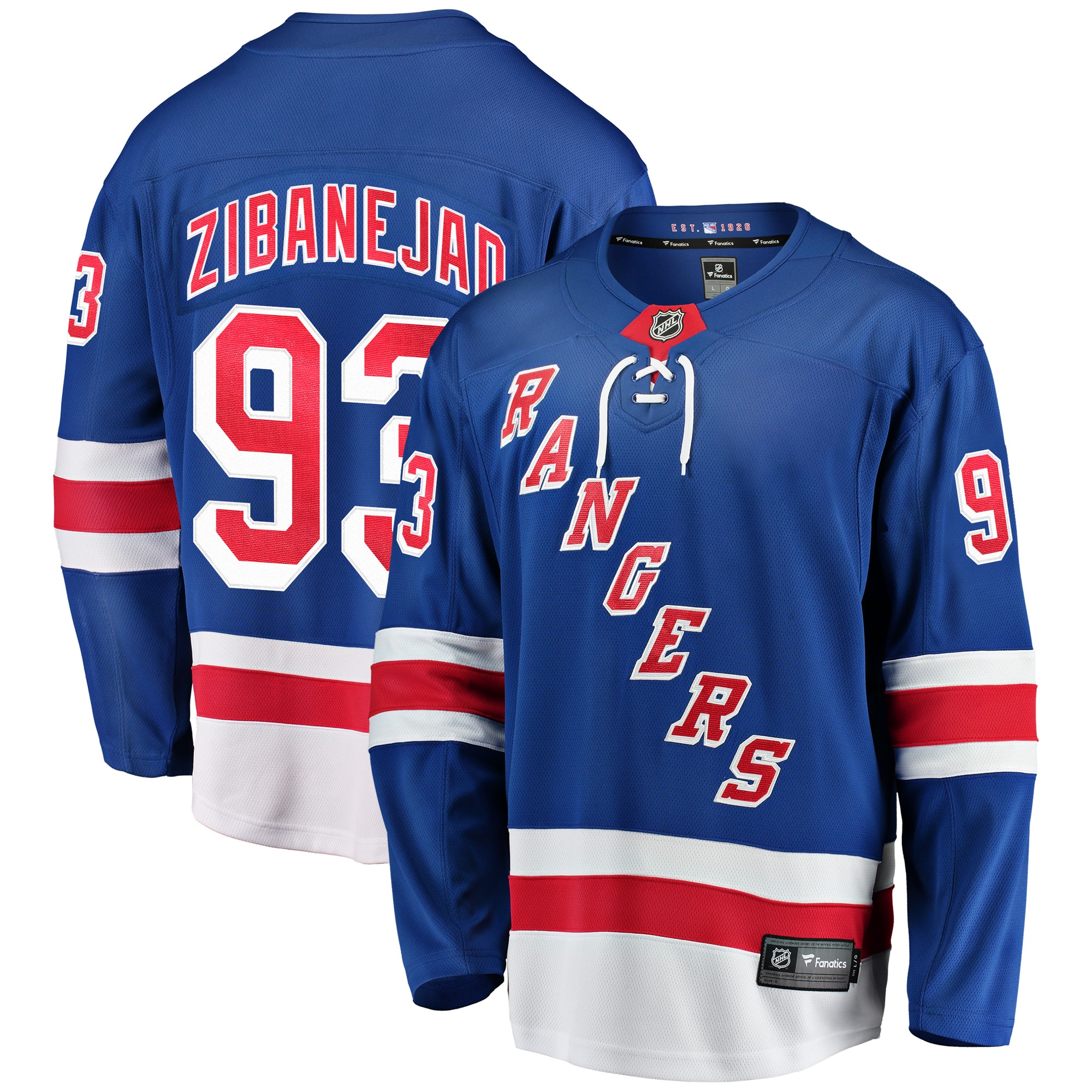 Men's New York Rangers Mika Zibanejad Blue Home Breakaway Player Jersey