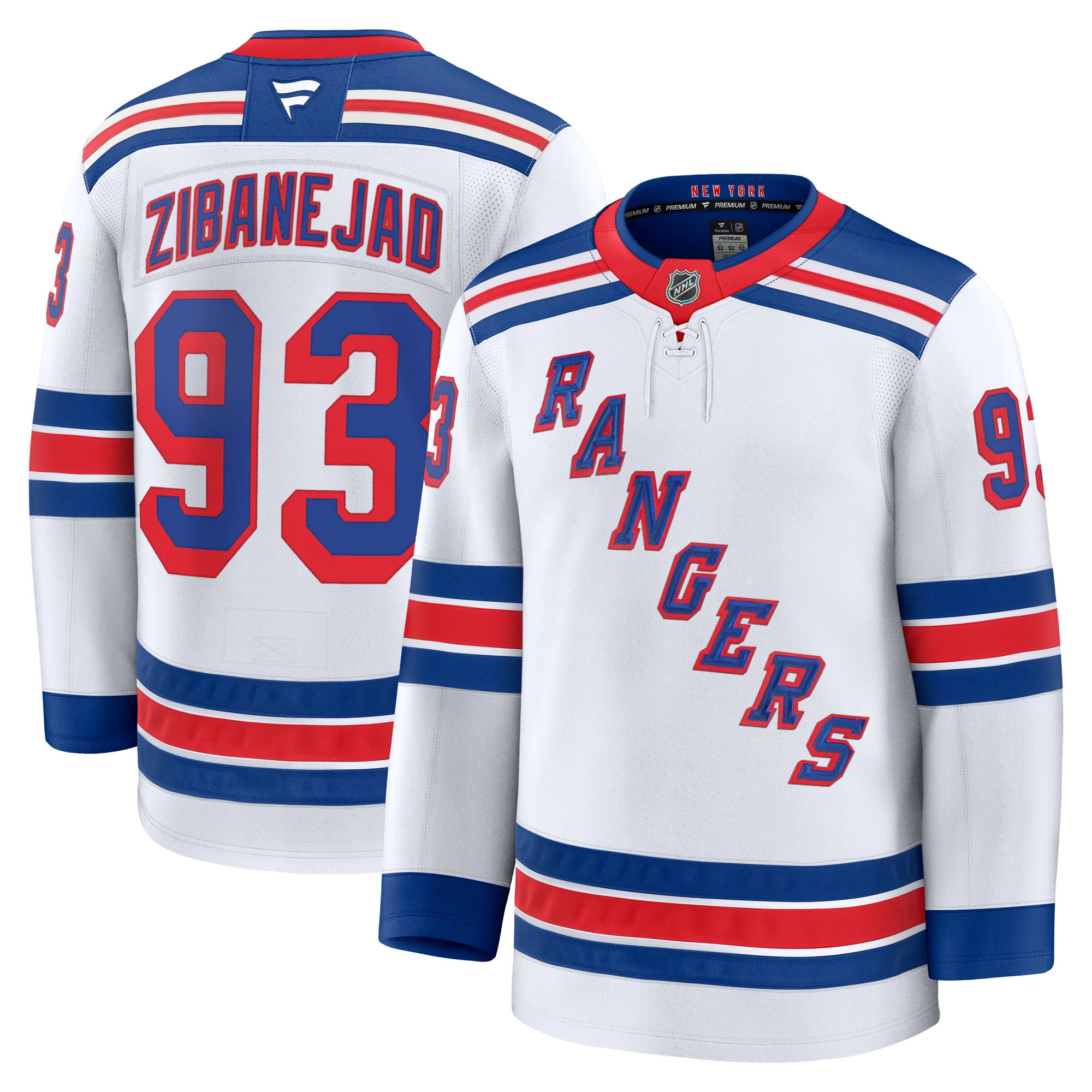 Men's New York Rangers Mika Zibanejad White Away Premium Jersey