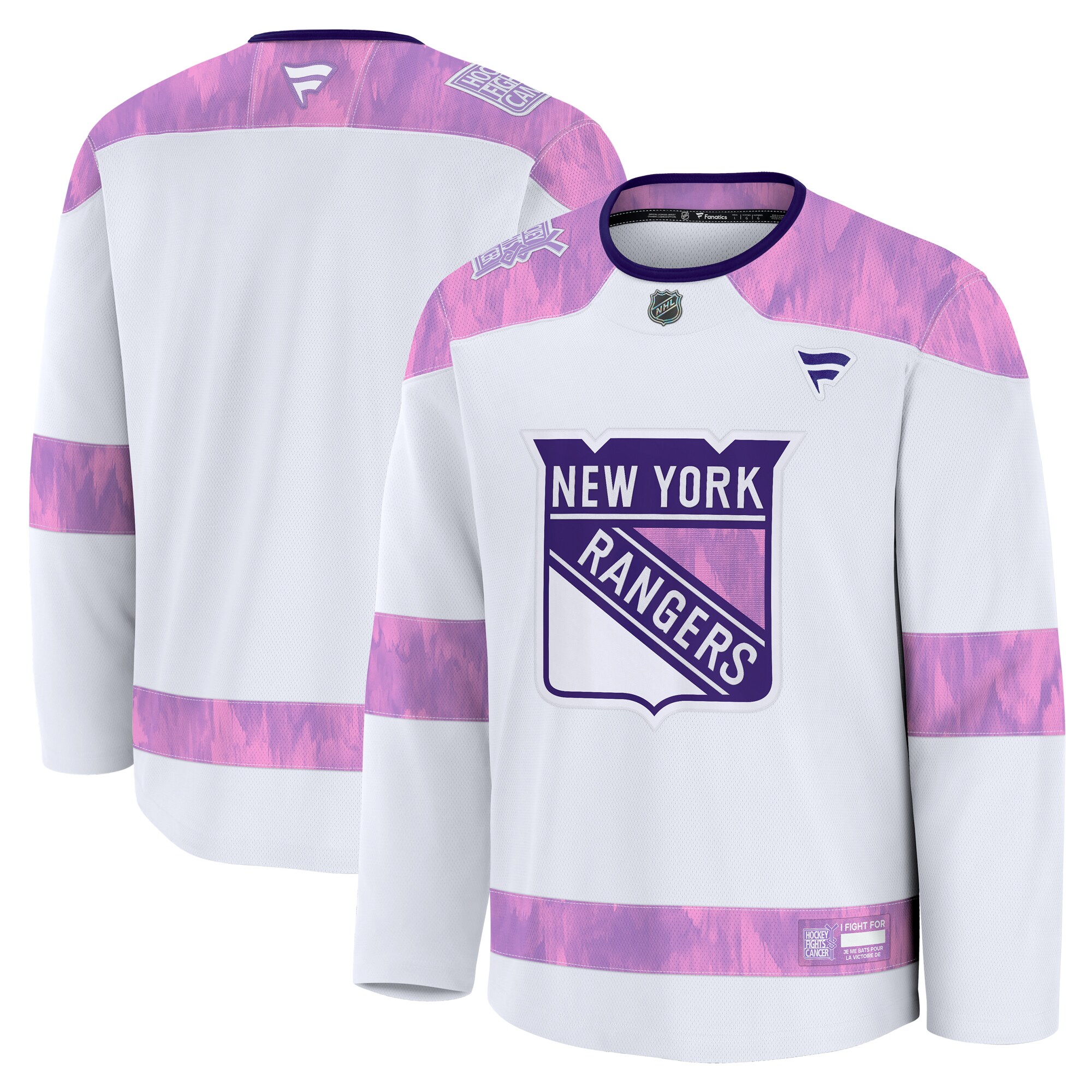Men's New York Rangers White 2024 Hockey Fights Cancer Practice Jersey