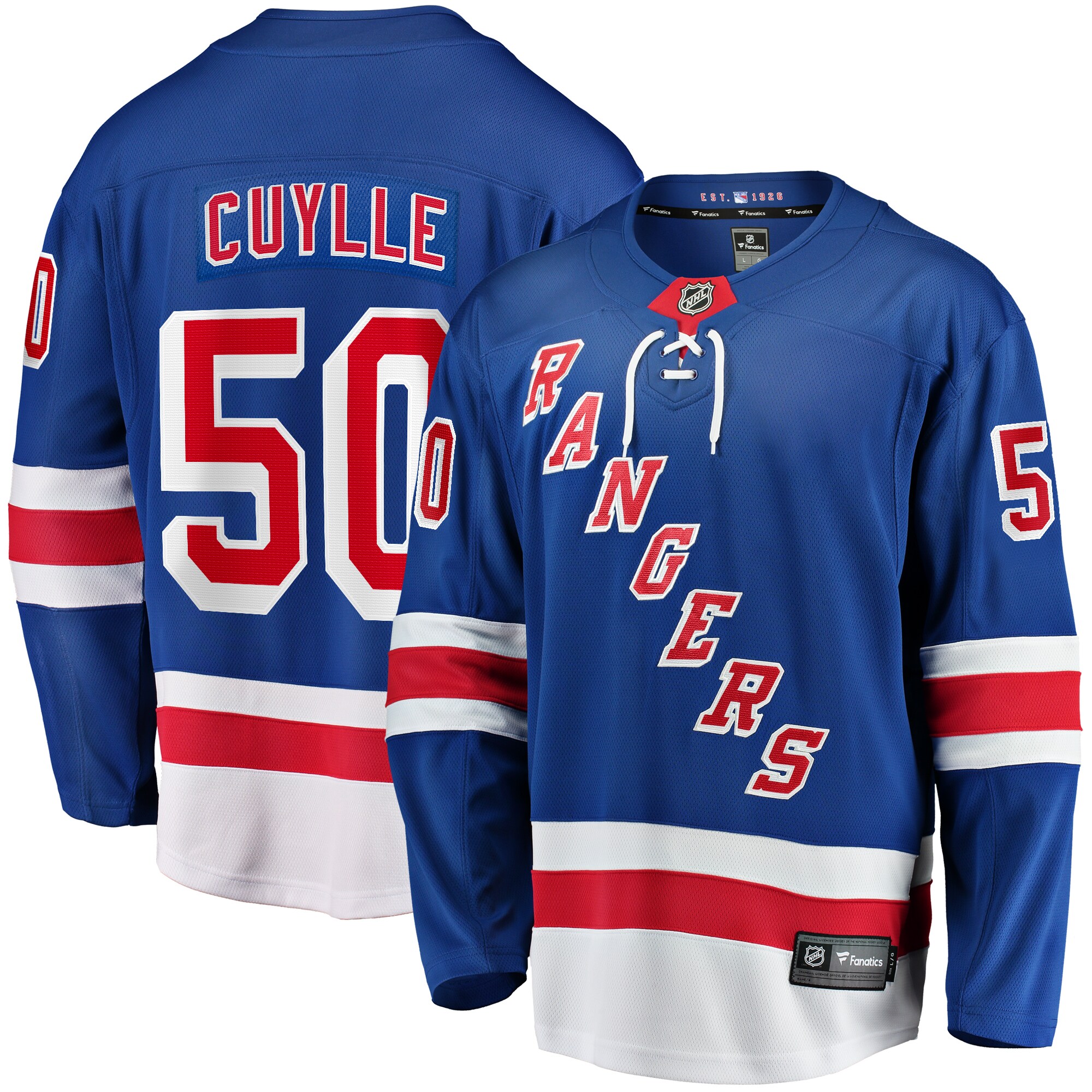Men's New York Rangers Will Cuylle Blue Home Premier Breakaway Player Jersey