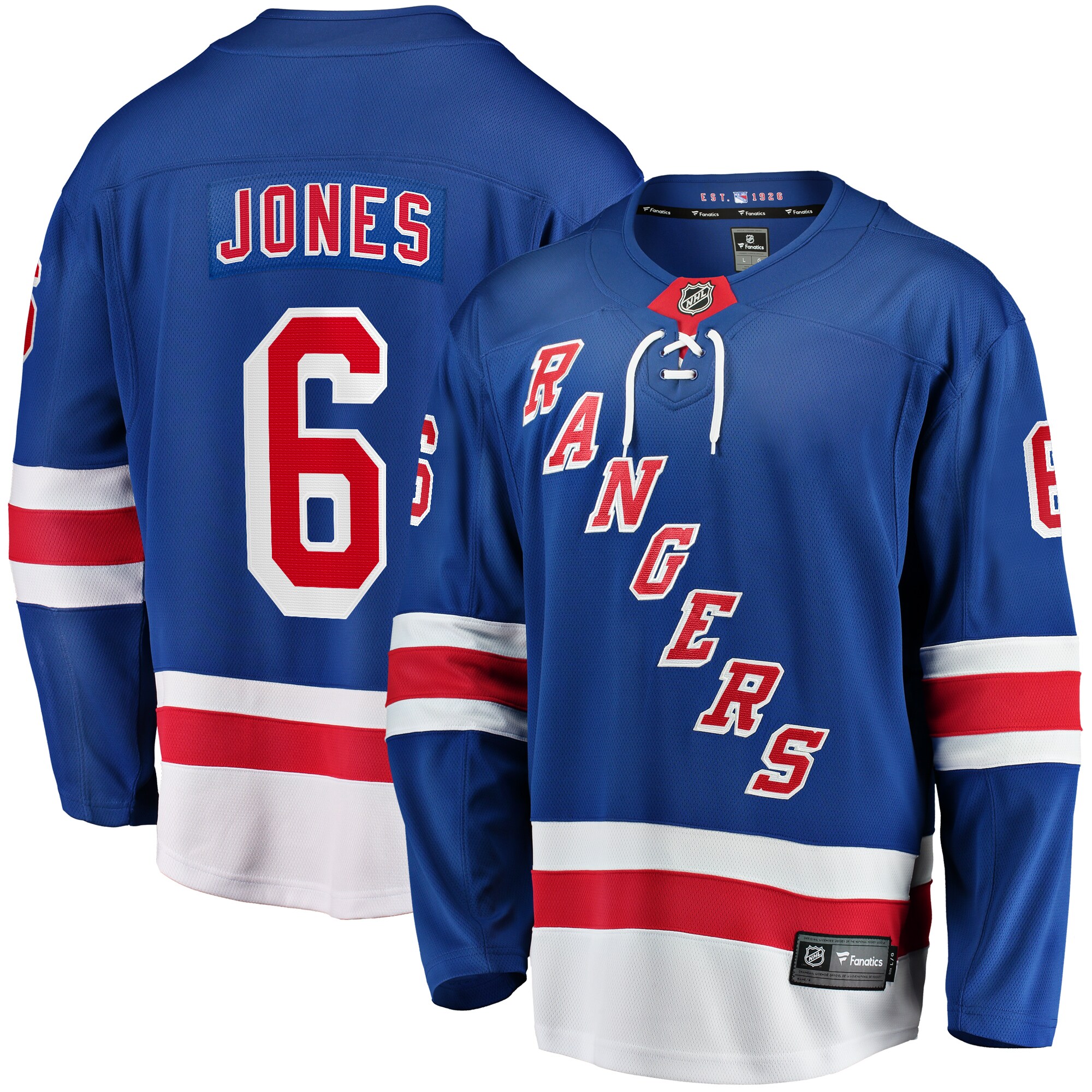 Men's New York Rangers Zac Jones Blue Home Premier Breakaway Player Jersey