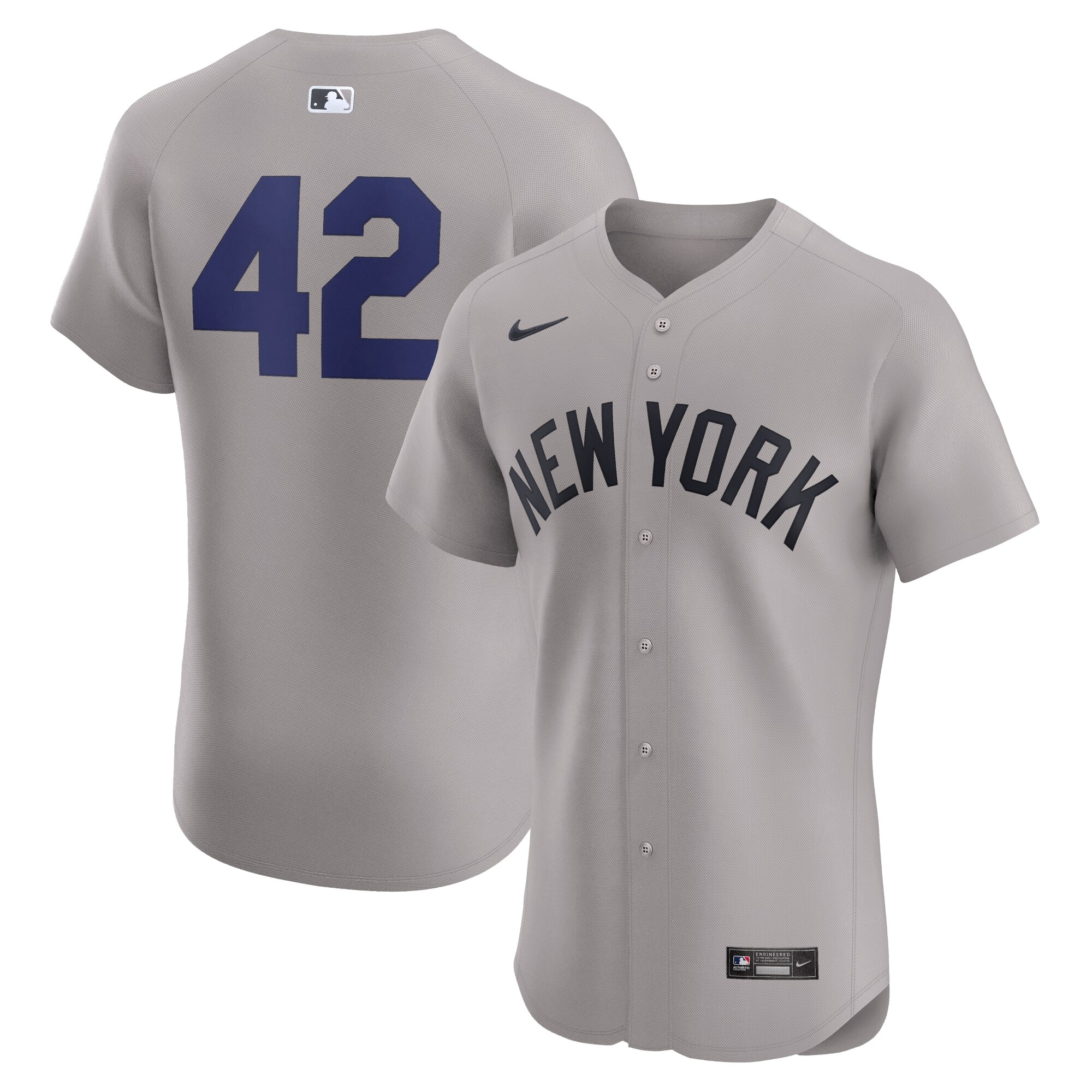 Men's New York Yankees Gray Road 2024 Jackie Robinson Day Elite Jersey