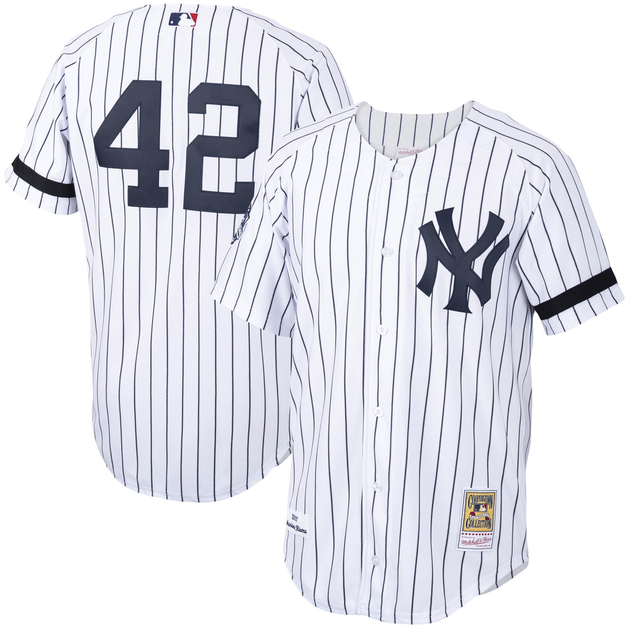Men's New York Yankees Mariano Rivera Mitchell & Ness White/navy Home 2000 Cooperstown Collection Jersey