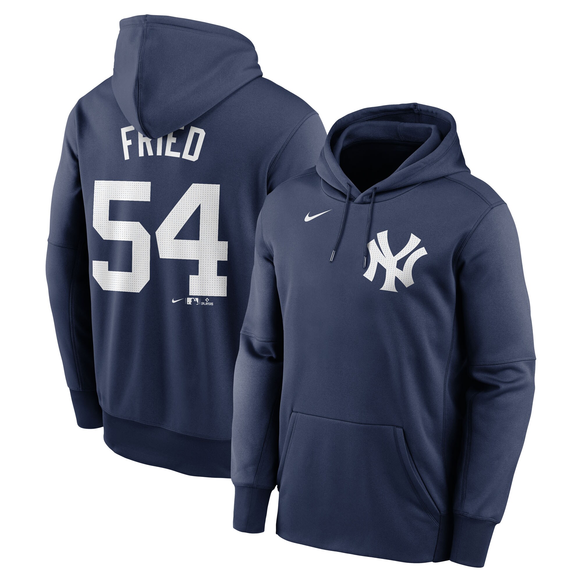 Men's New York Yankees Max Fried Navy Name & Number Pullover Hoodie