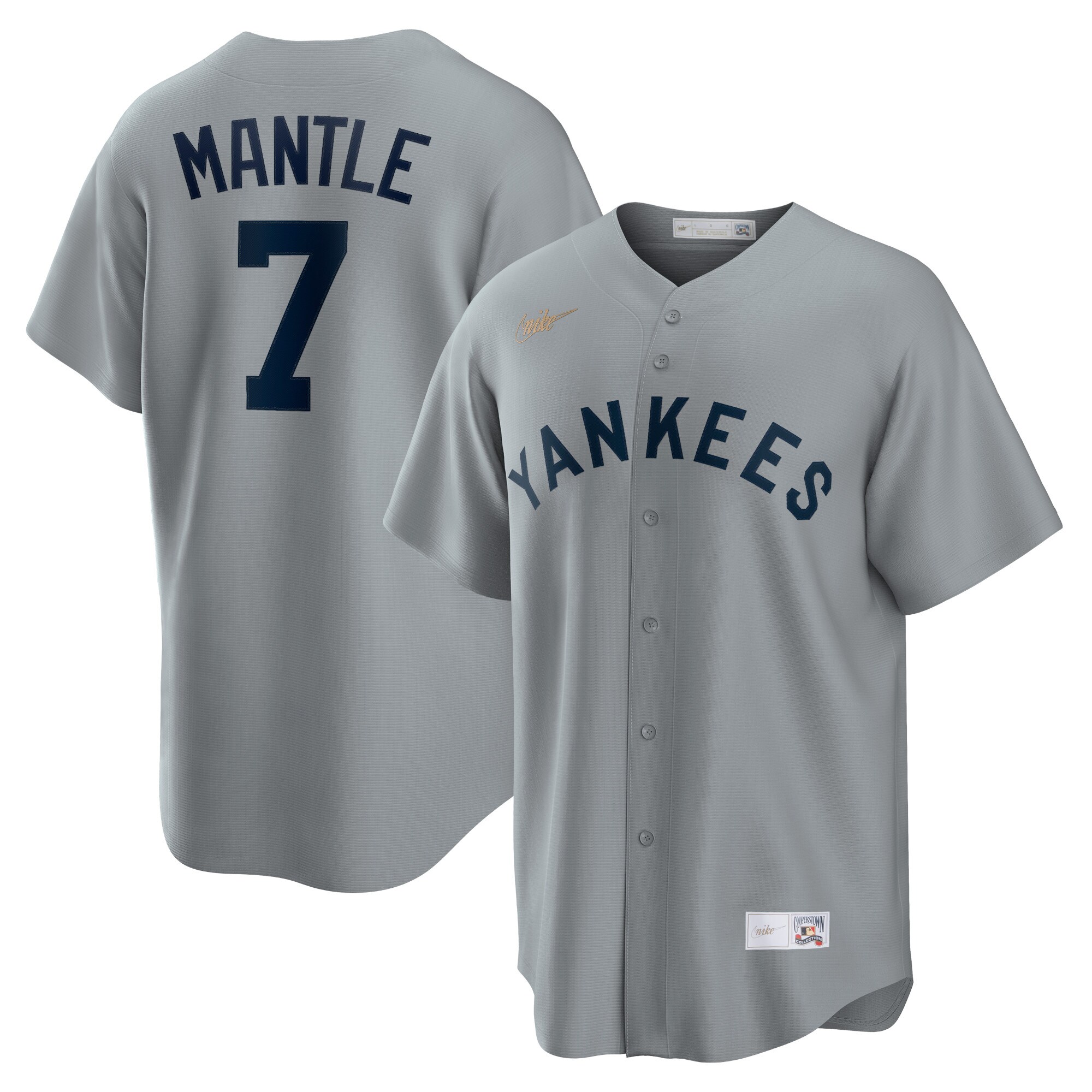 Men's New York Yankees Mickey Mantle Gray Road Cooperstown Collection Player Jersey