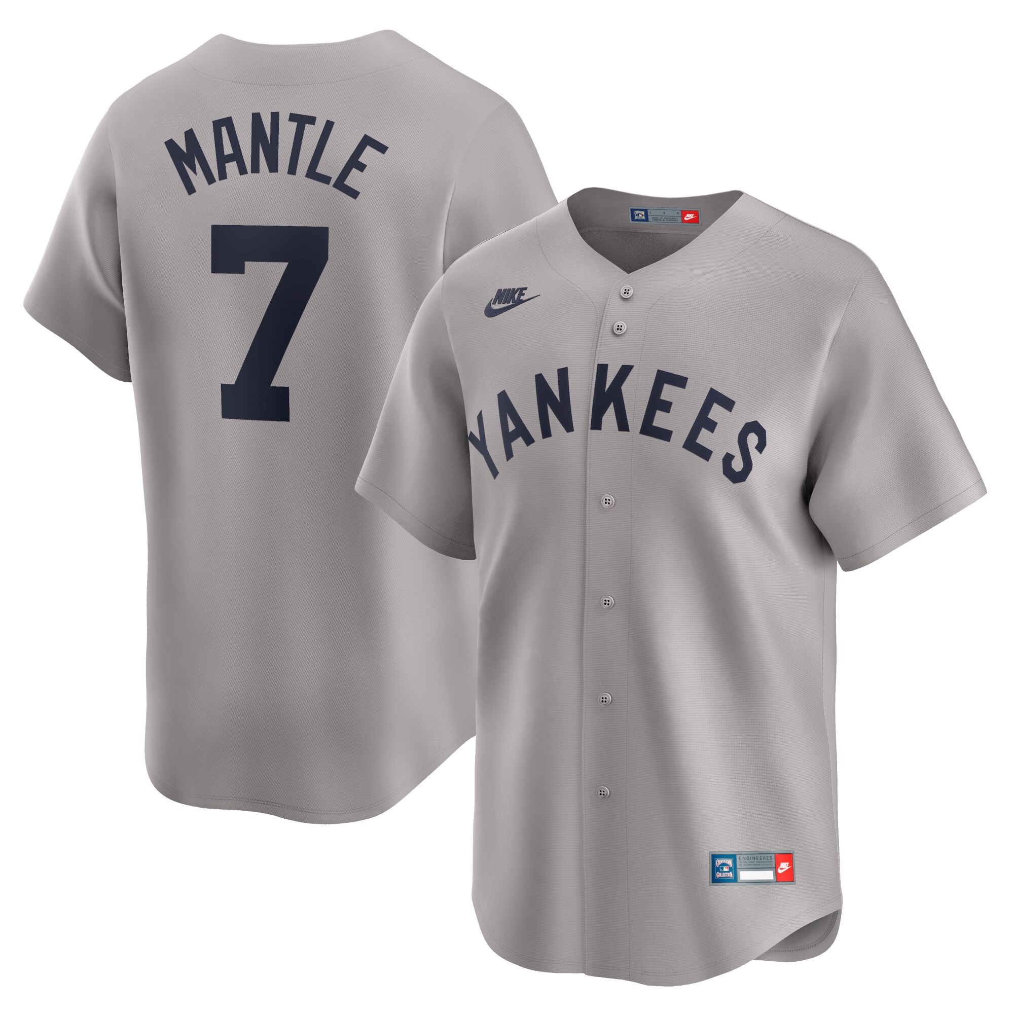 Men's New York Yankees Mickey Mantle Gray Throwback Cooperstown Collection Limited Jersey