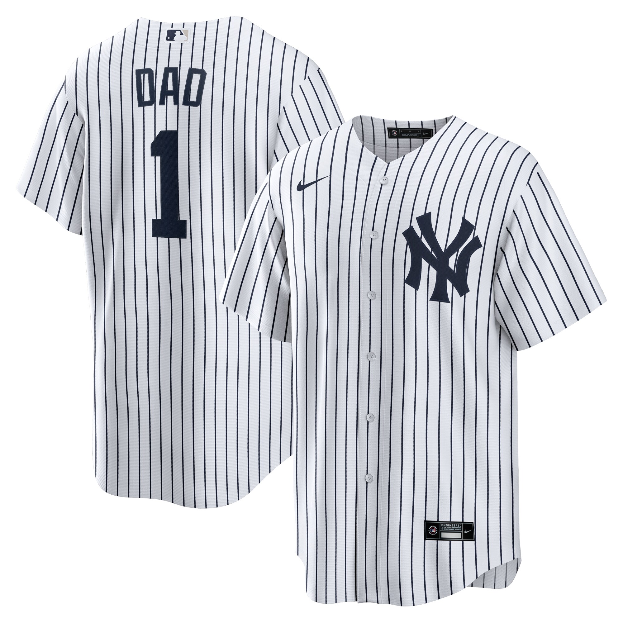 Men's New York Yankees White #1 Dad Home Jersey