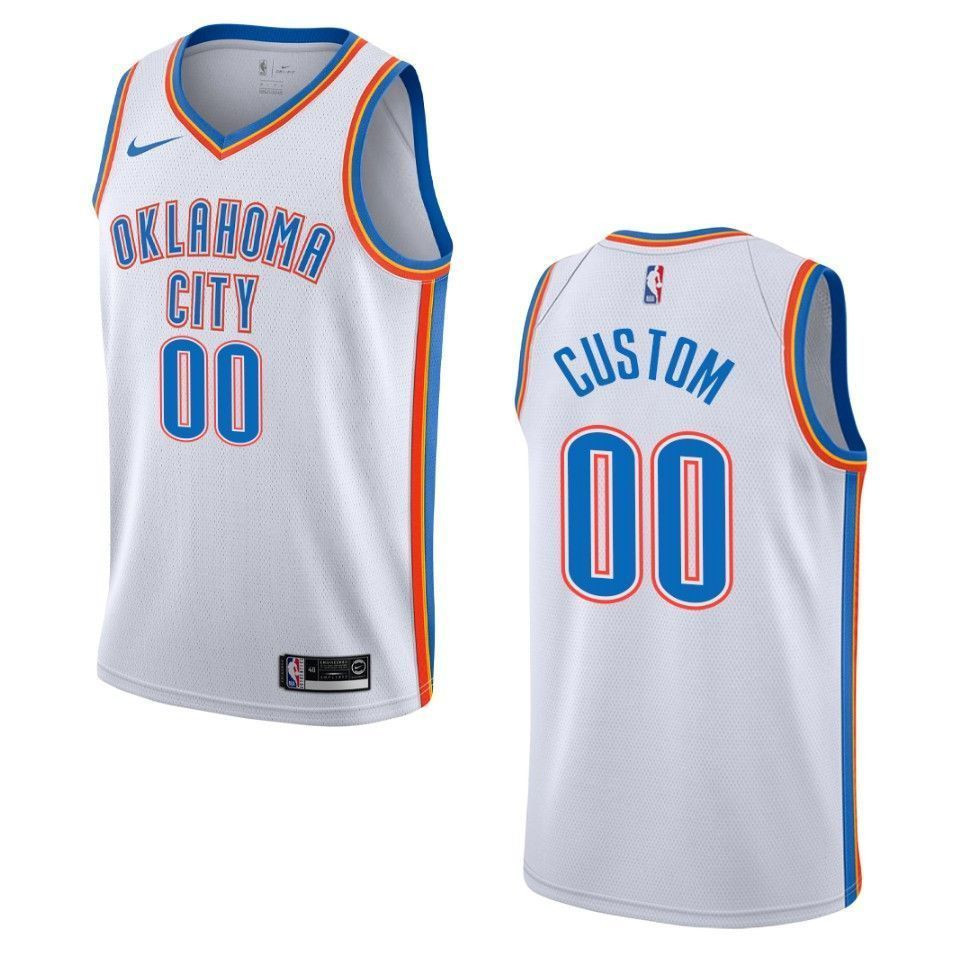 Men's Oklahoma City Thunder 00 Custom Association Swingman Jersey - White