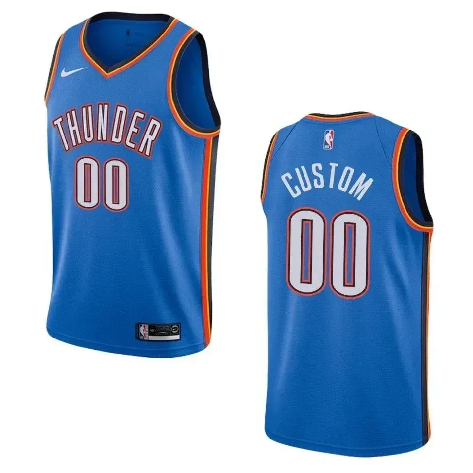 Men's Oklahoma City Thunder 00 Custom Icon Swingman Jersey - Blue
