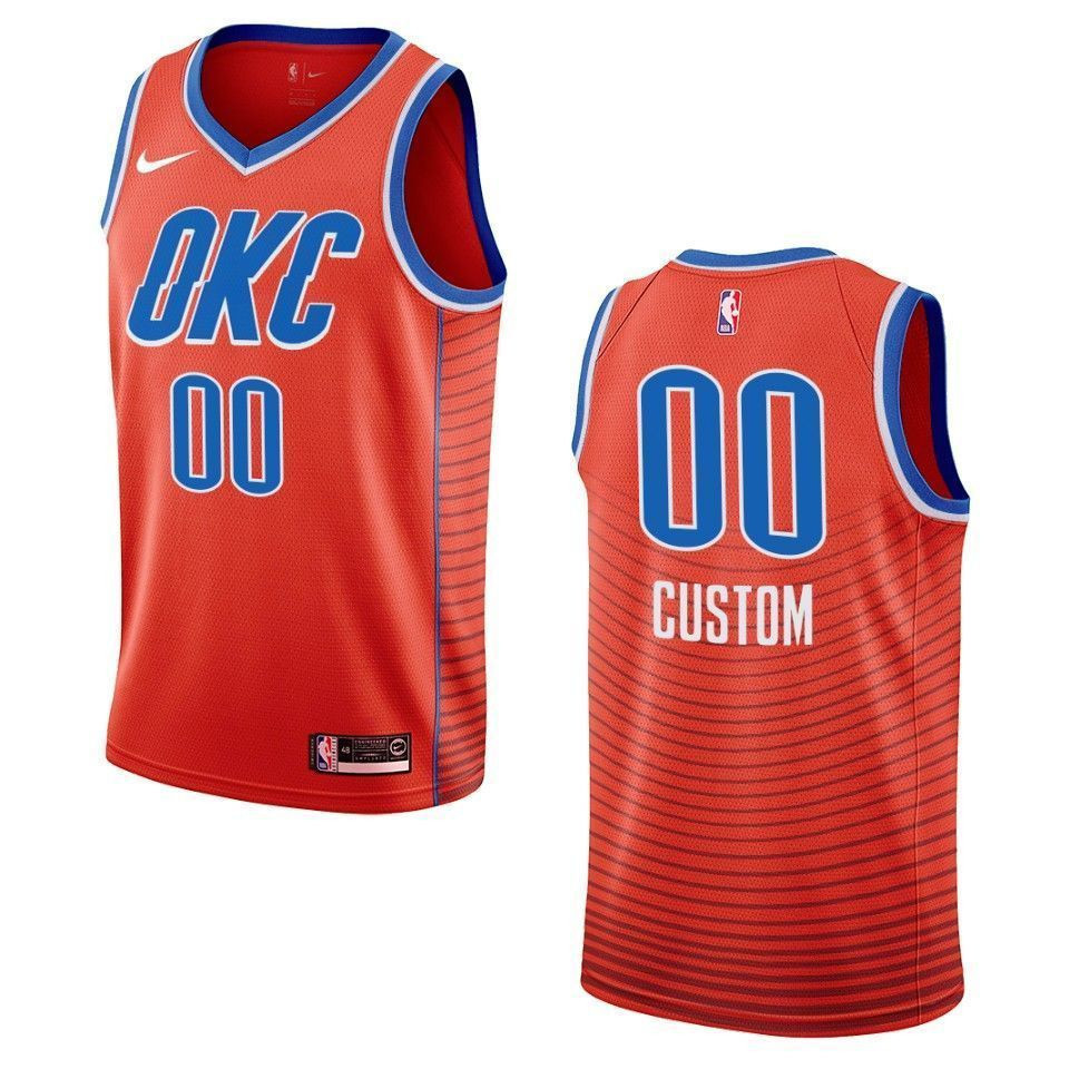 Men's Oklahoma City Thunder 00 Custom Statement Swingman Jersey - Orange