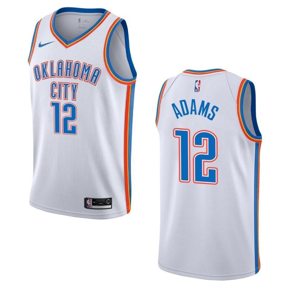 Men's Oklahoma City Thunder 12 Steven Adams Association Swingman Jersey - White