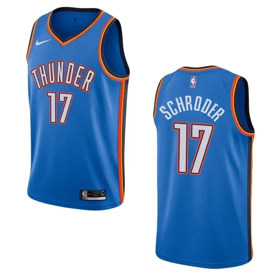 Men's Oklahoma City Thunder 17 Dennis Schroder Icon Swingman Jersey - Blue
