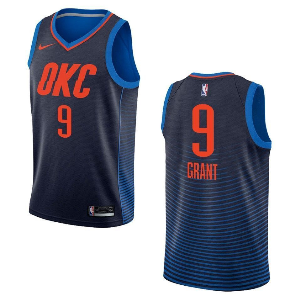 Men's Oklahoma City Thunder 9 Jerami Grant Statement Swingman Jersey - Navy