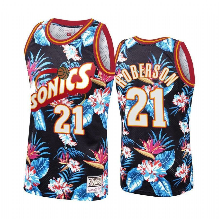 Men's Oklahoma City Thunder Andre Roberson 21 Floral Fashion Jersey
