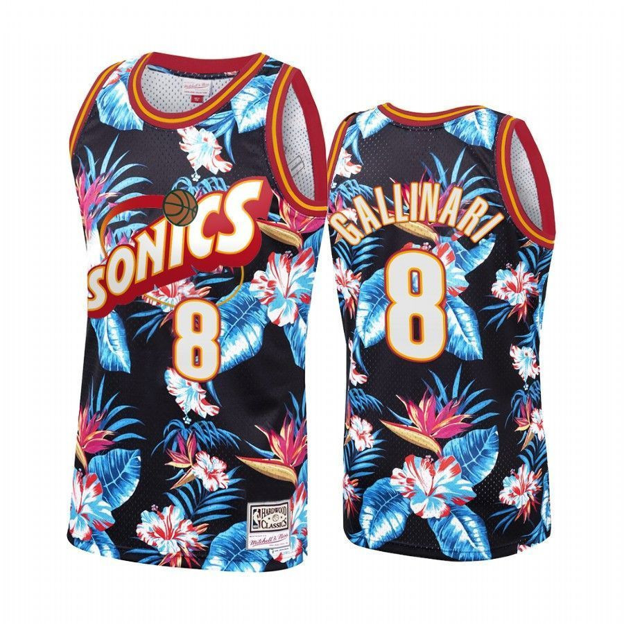 Men's Oklahoma City Thunder Danilo Gallinari 8 Floral Fashion Jersey