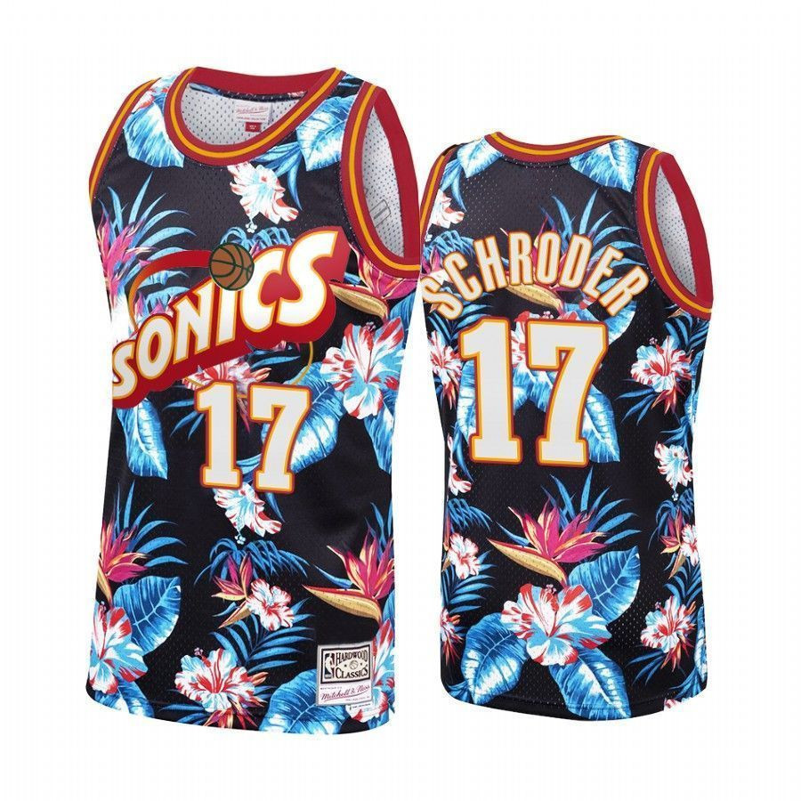 Men's Oklahoma City Thunder Dennis Schroder 17 Floral Fashion Jersey