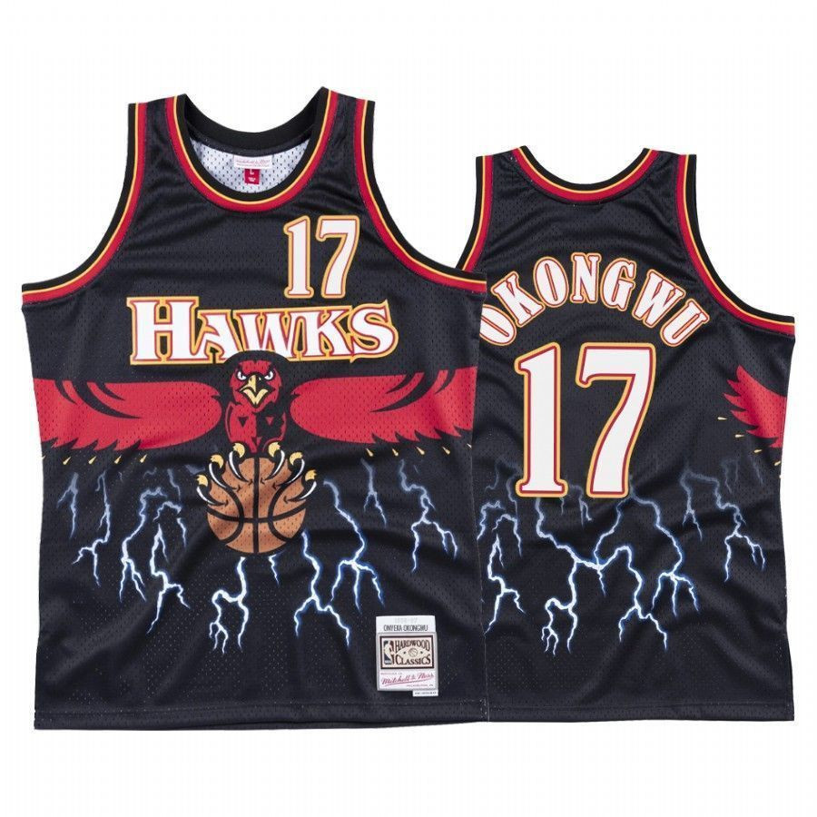 Men's Onyeka Okongwu 17 Atlanta Hawks Black Lightning Jersey