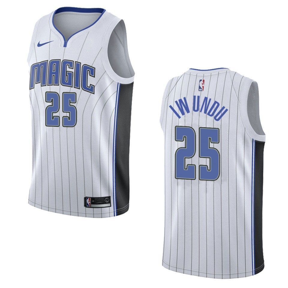 Men's Orlando Magic 25 Wes Iwundu Association Swingman Jersey - White