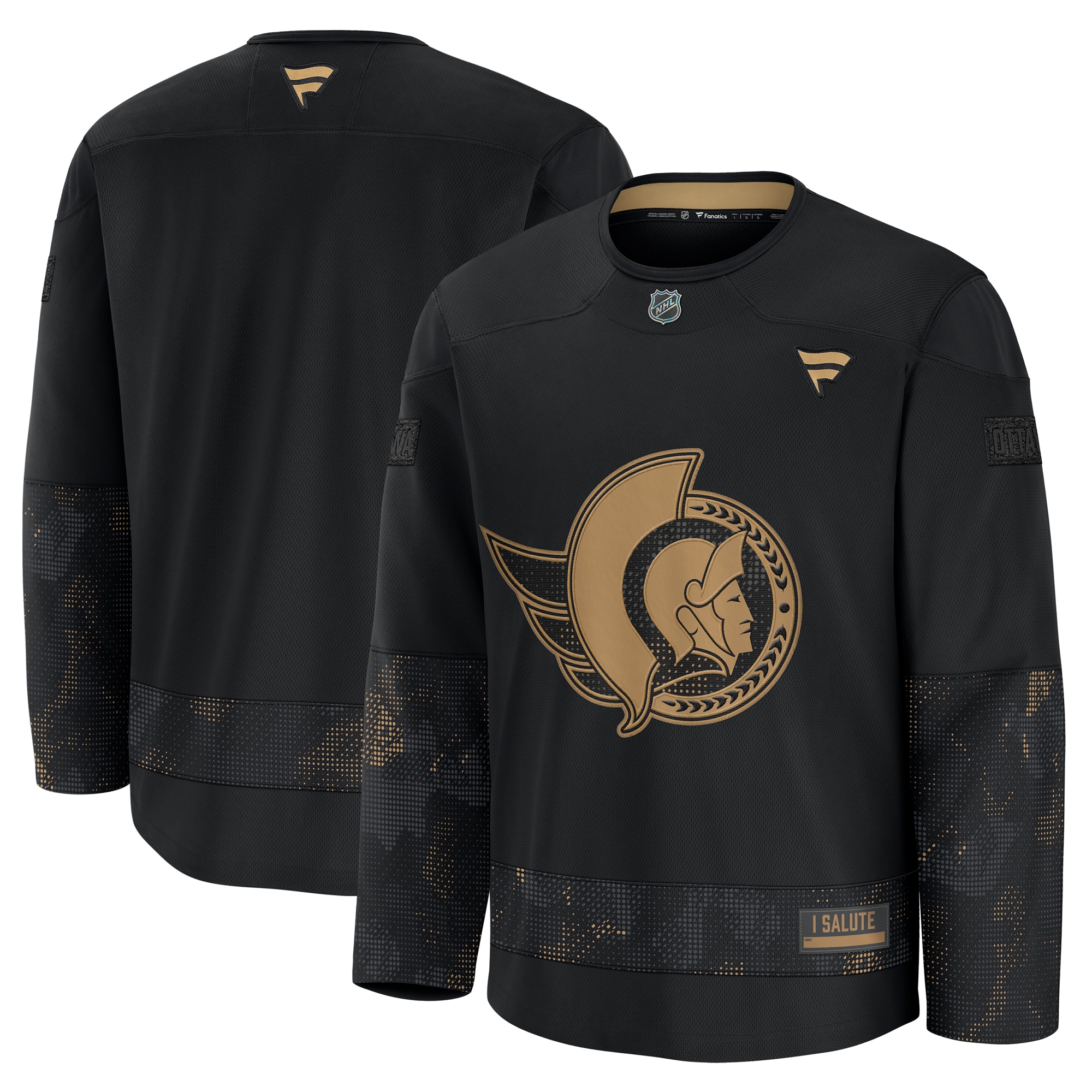 Men's Ottawa Senators Black 2024 Military Appreciation Practice Jersey