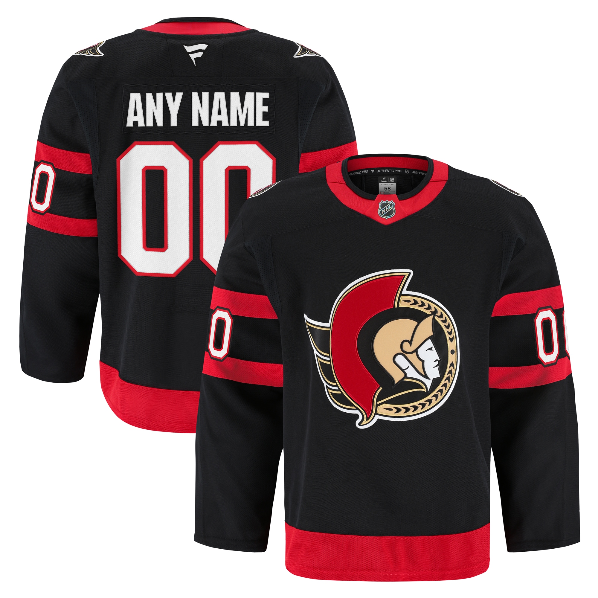 Men's Ottawa Senators Black Home Pro Custom Jersey