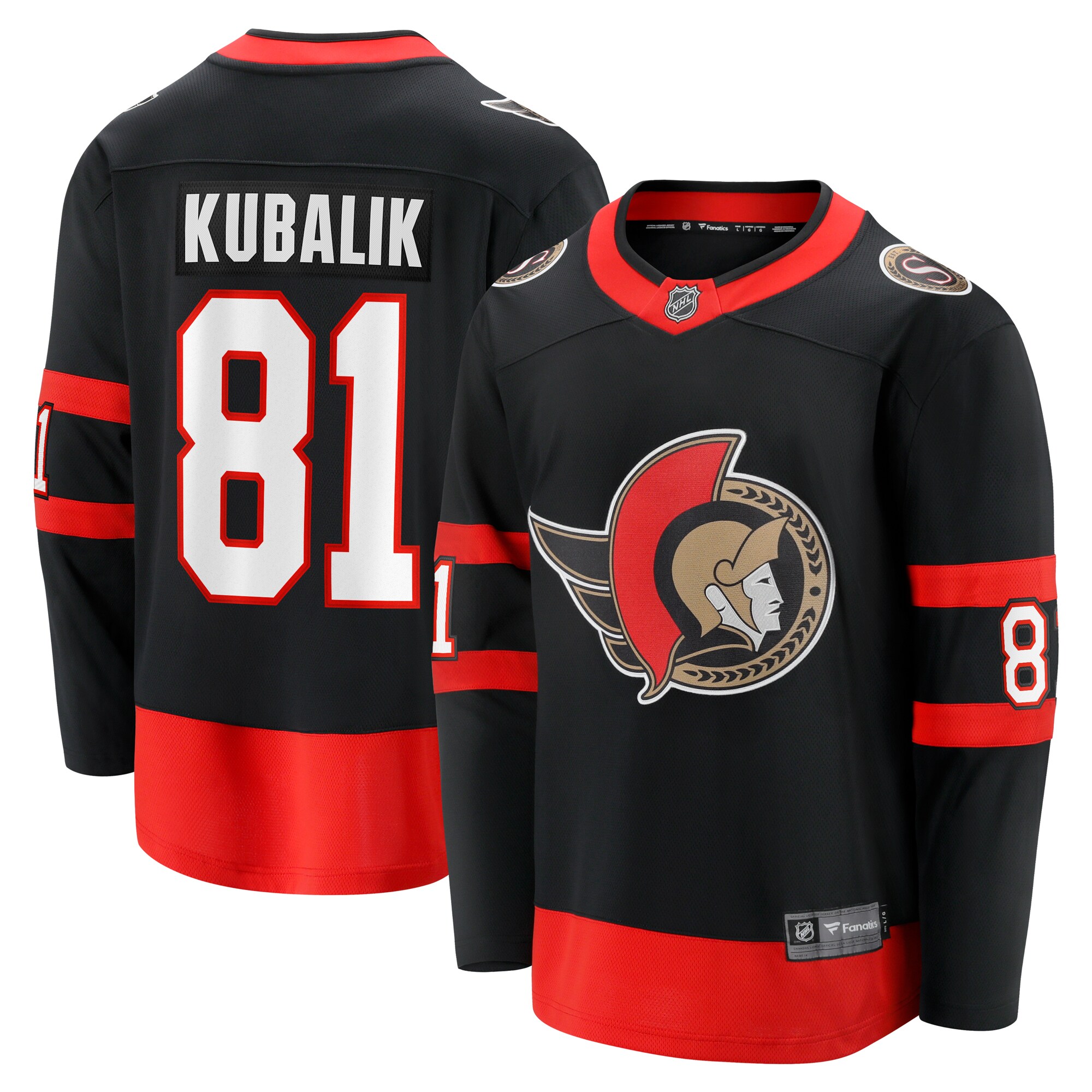 Men's Ottawa Senators Dominik Kubalik Black Home Breakaway Jersey