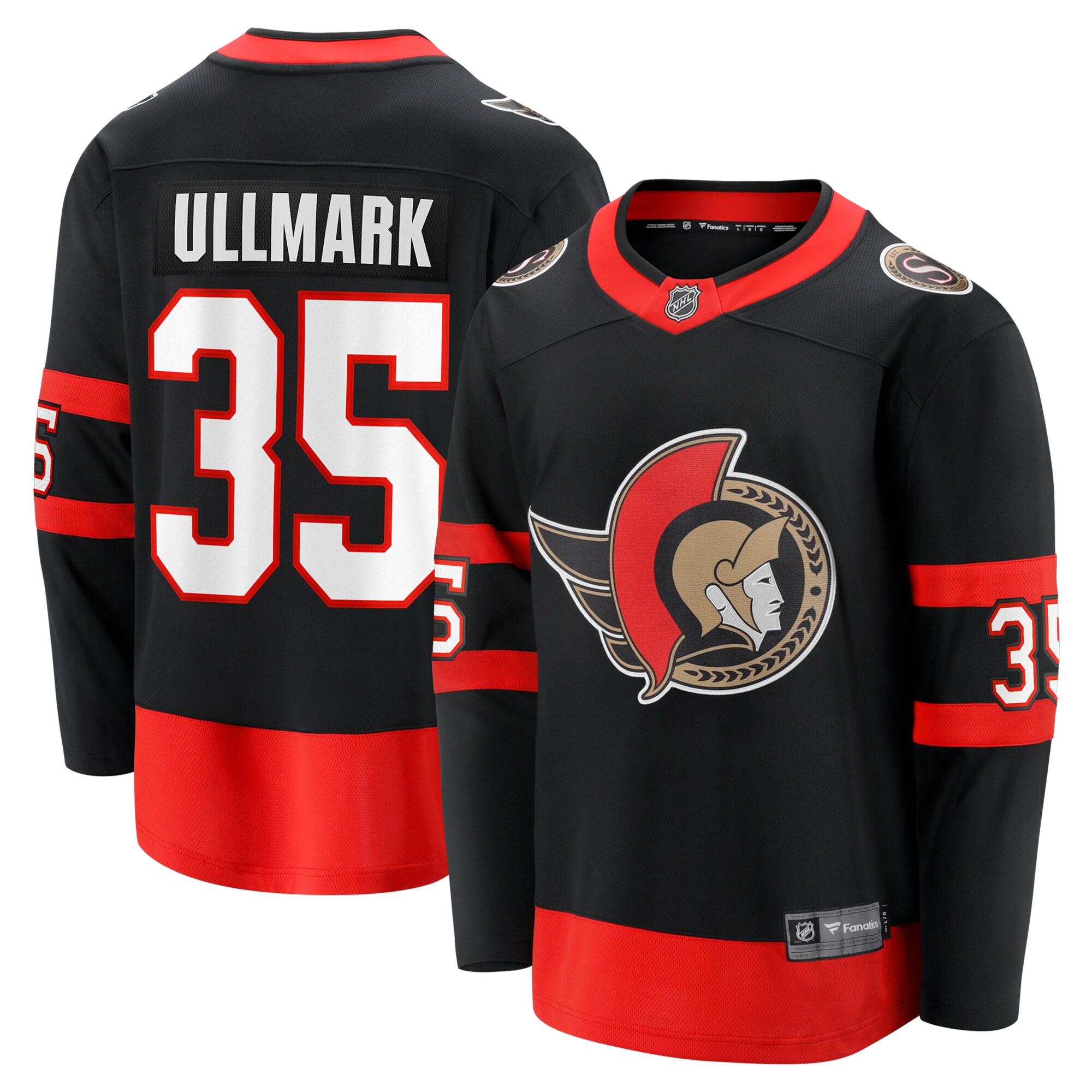 Men's Ottawa Senators Linus Ullmark Black Home Premier Breakaway Player Jersey
