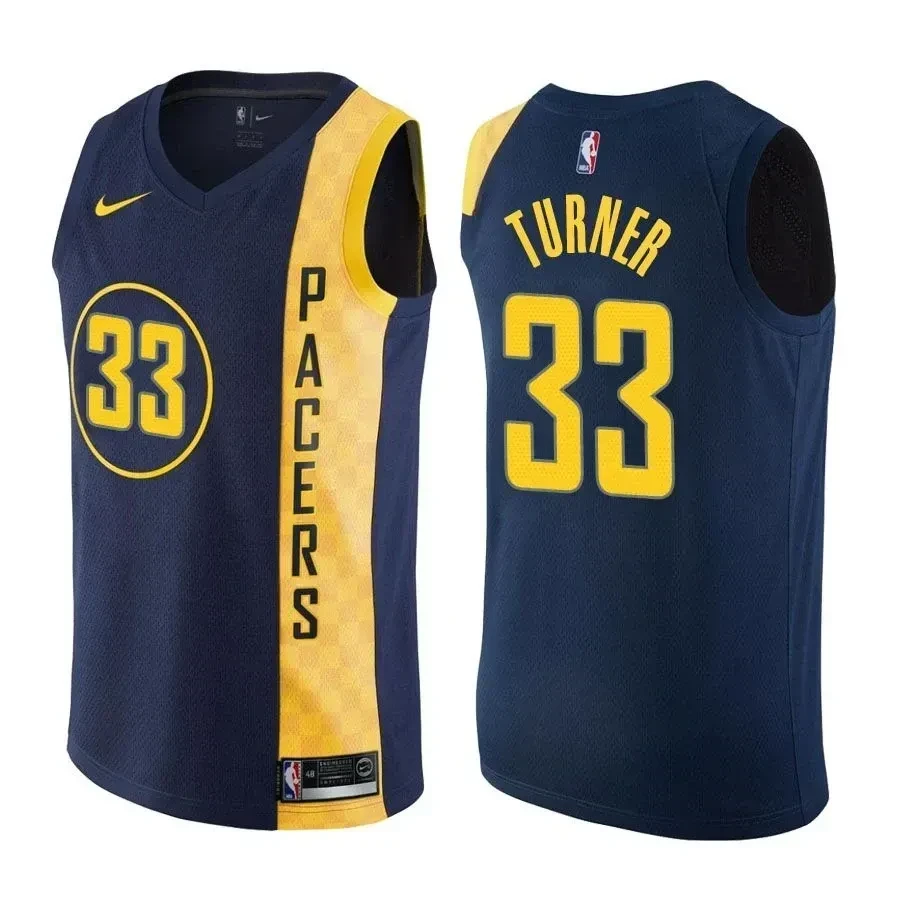 Men's Pacers Male Myles Turner 33 City Edition Navy Jersey