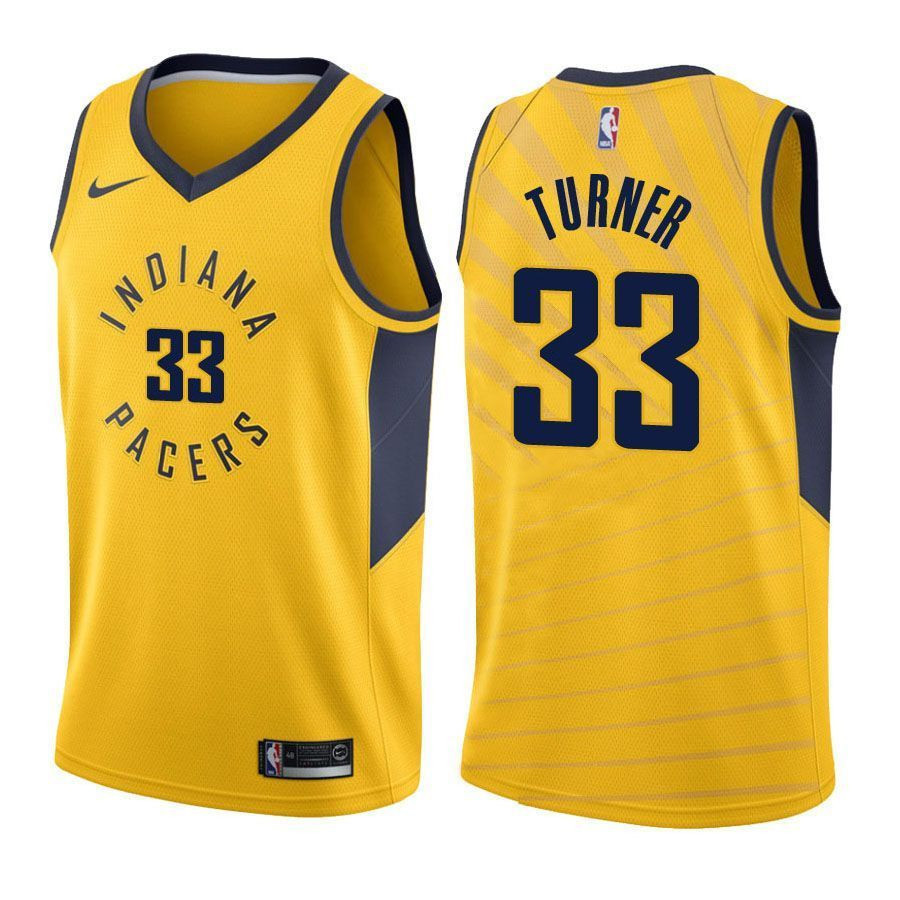 Men's Pacers Male Myles Turner 33 Statet Gold Jersey