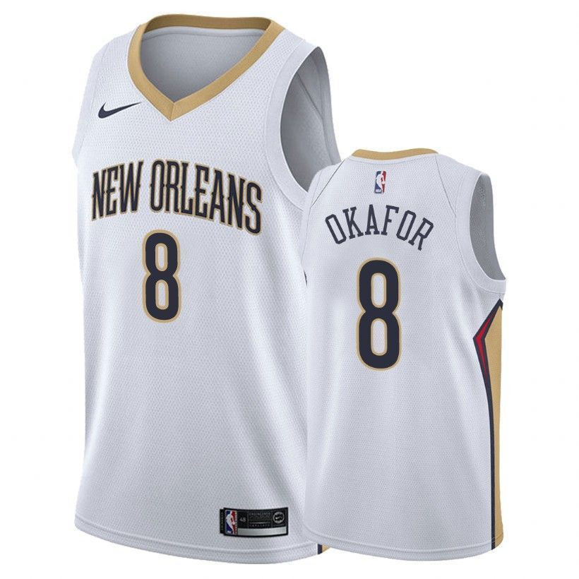 Men's Pelicans Male Jahlil Okafor 8 Association White Jersey