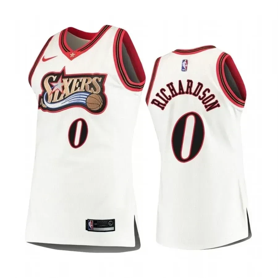 Men's Philadelphia 76ers 0 Josh Richardson White Hardwood Classics Jersey