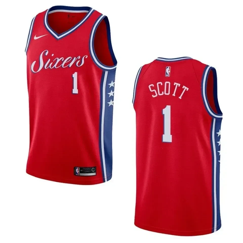 Men's Philadelphia 76ers 1 Mike Scott Statement Swingman Jersey - Red