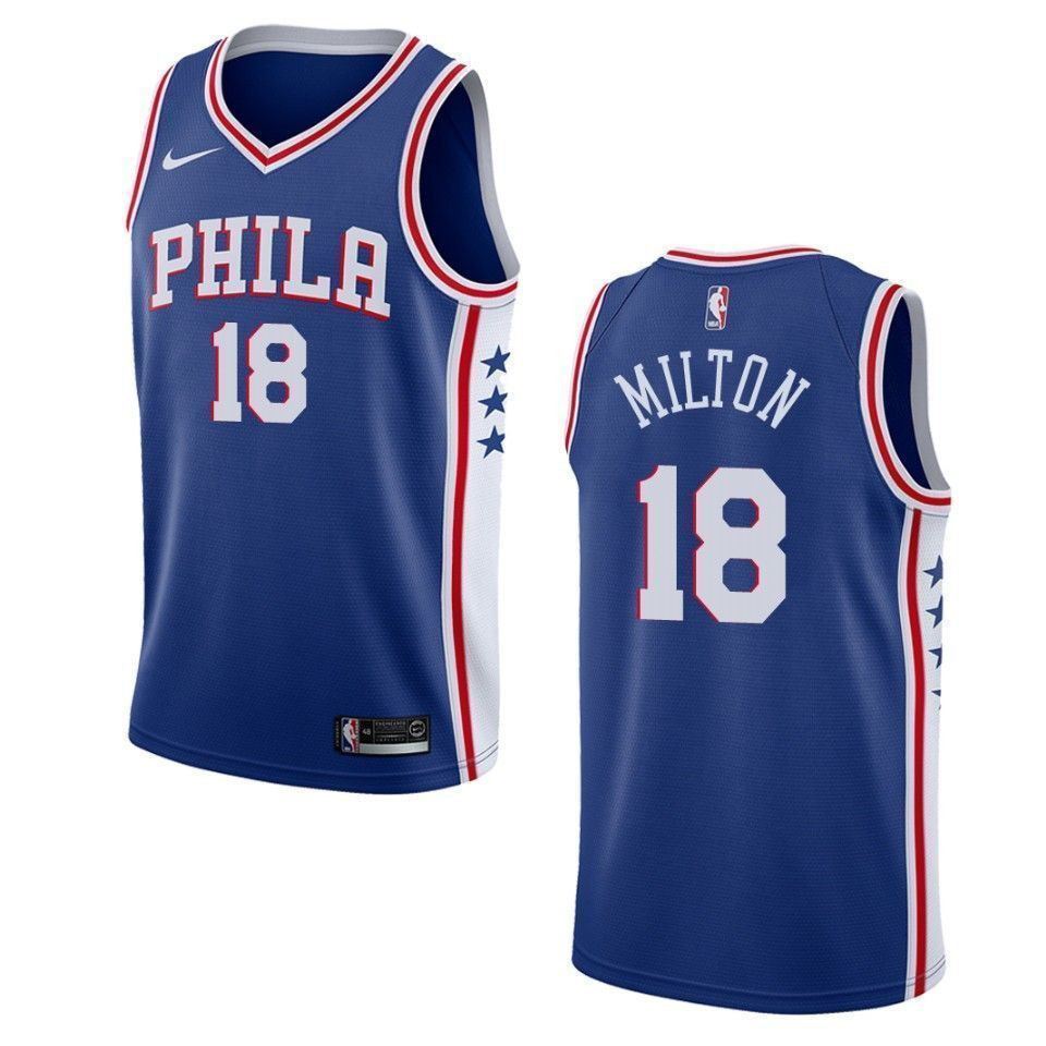 Men's Philadelphia 76ers 18 Shake Milton Icon Swingman Jersey - Blue