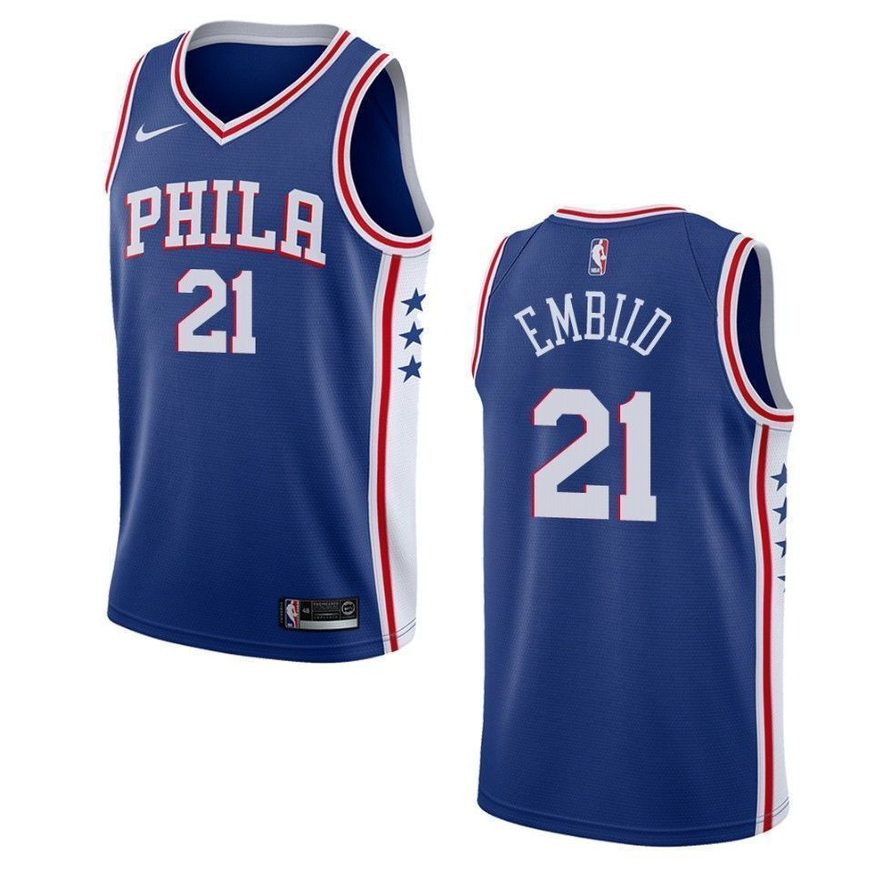 Men's Philadelphia 76ers 21 Joel Embiid Icon Swingman Jersey - Blue