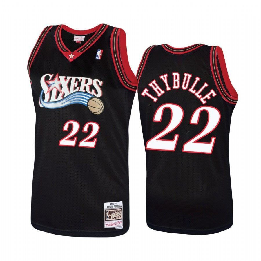 Men's Philadelphia 76ers 22 Matisse Thybulle Hardwood Classics Black Jersey