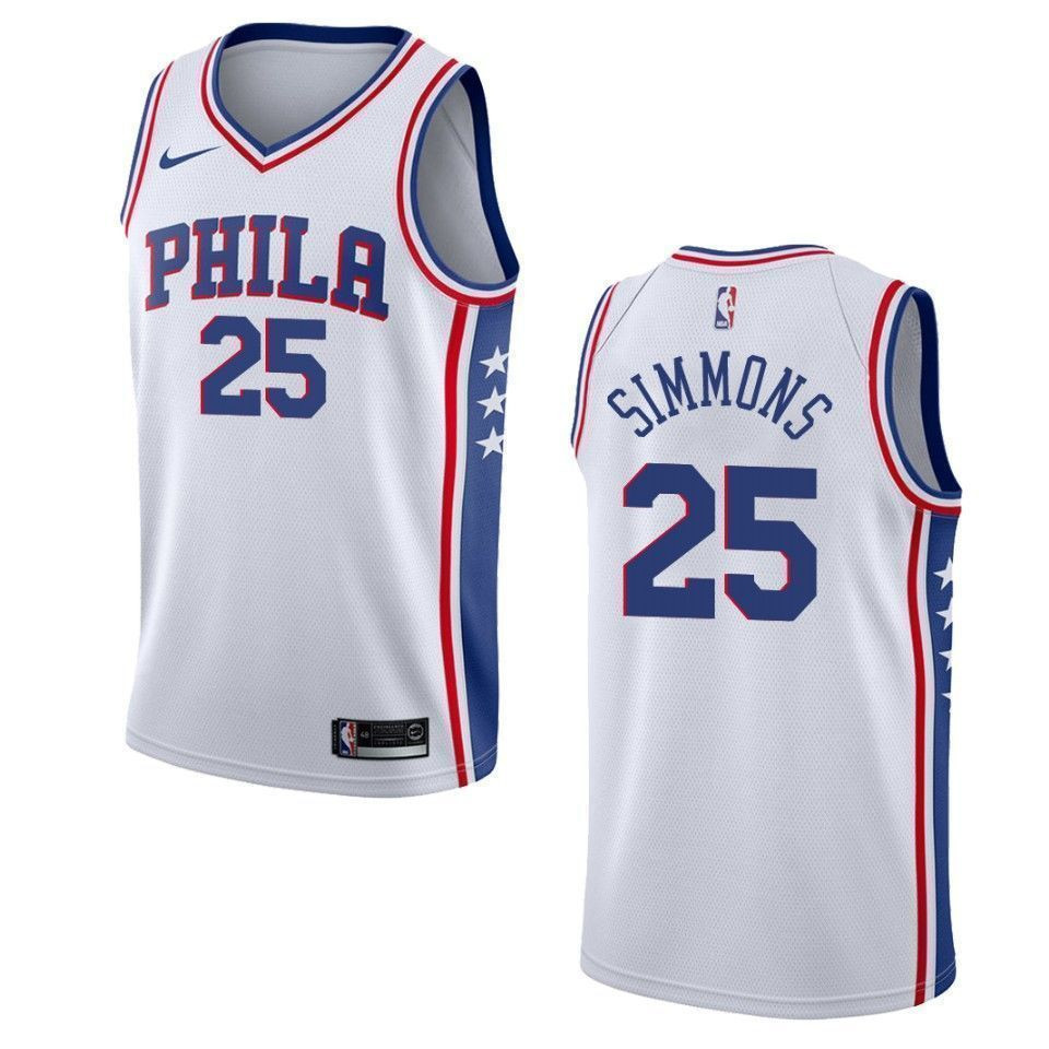 Men's Philadelphia 76ers 25 Ben Simmons Association Swingman Jersey - White