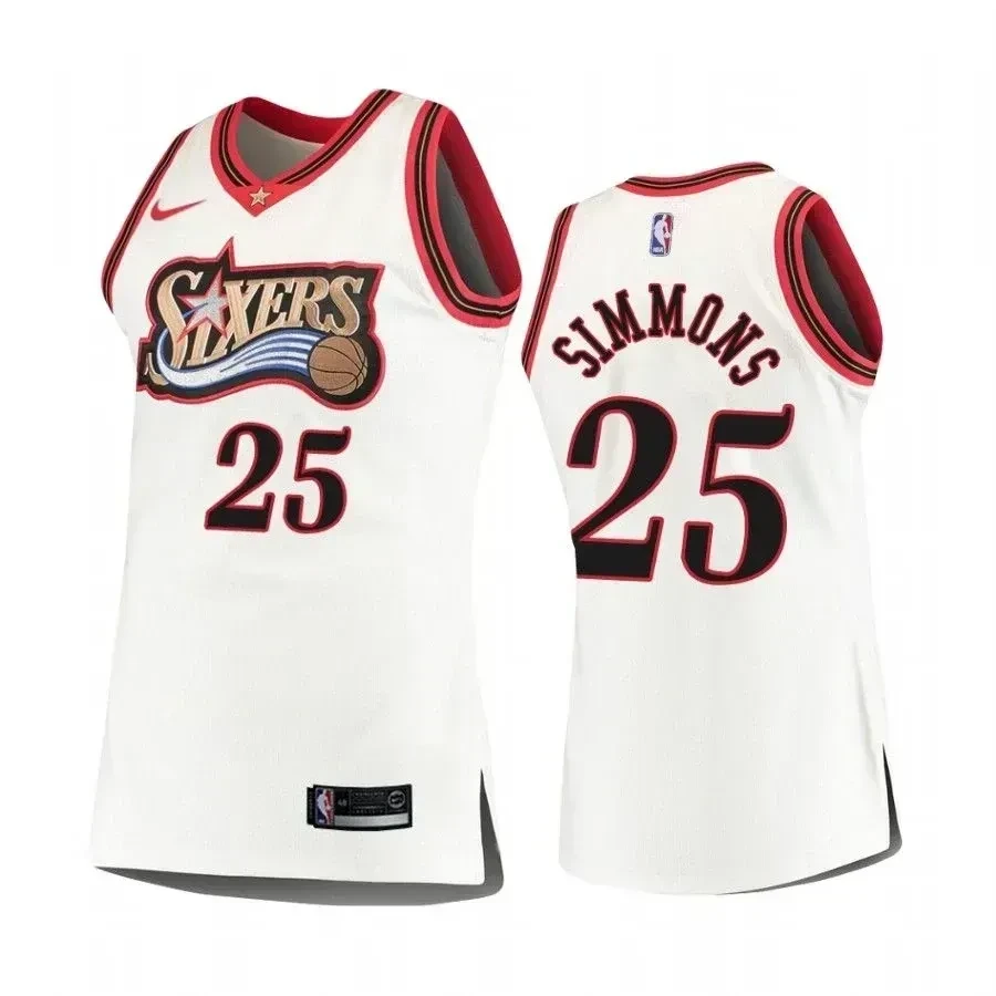 Men's Philadelphia 76ers 25 Ben Simmons White Hardwood Classics Jersey