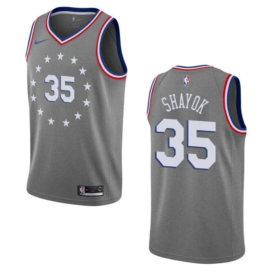 Men's Philadelphia 76ers 35 Marial Shayok City Swingman Jersey - Gray