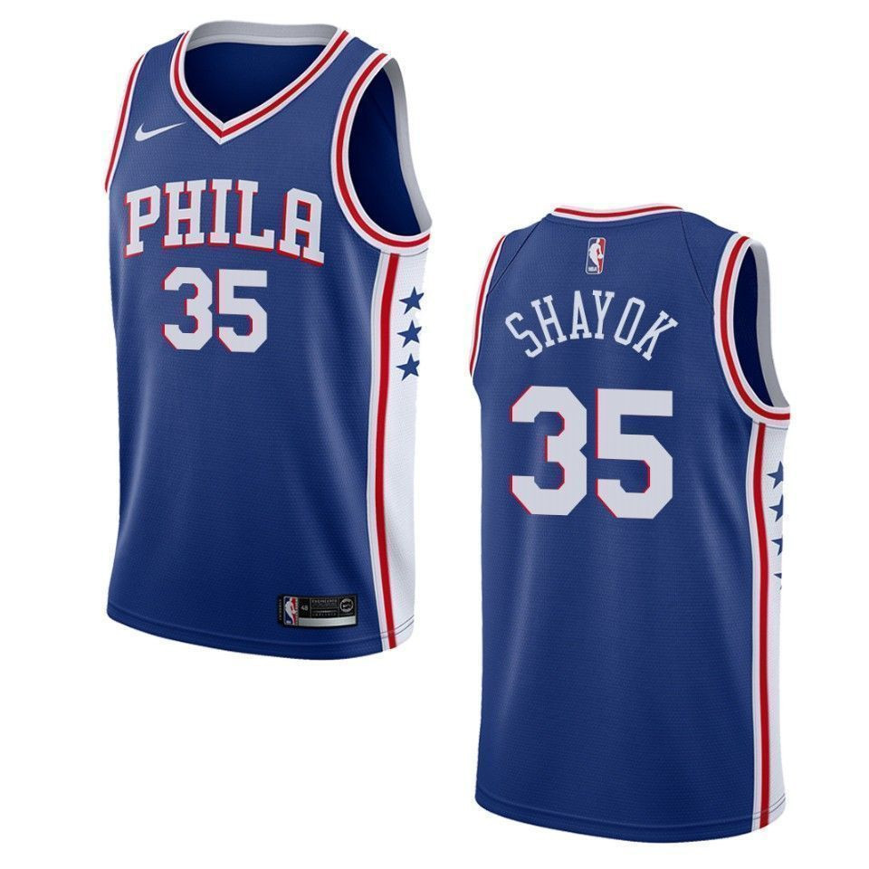 Men's Philadelphia 76ers 35 Marial Shayok Icon Swingman Jersey - Blue