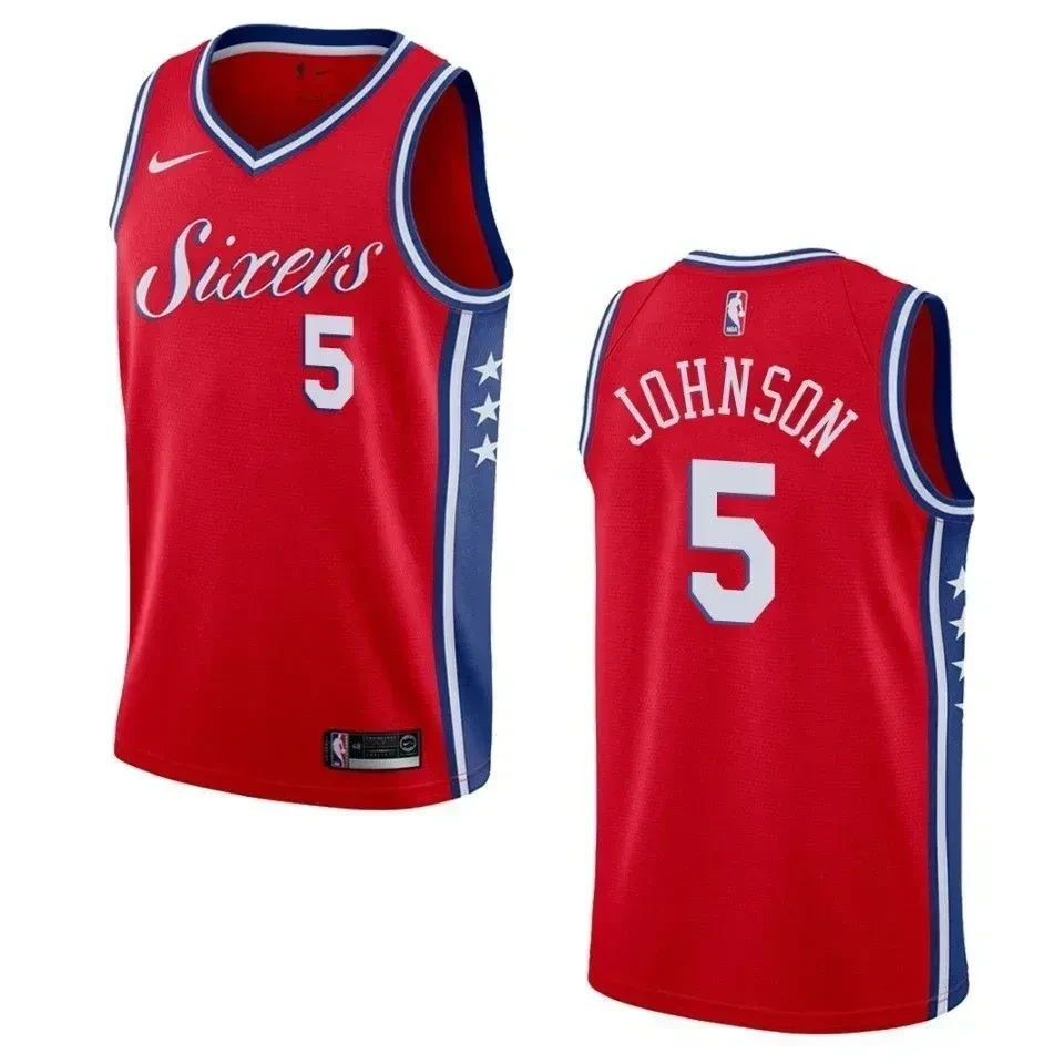 Men's Philadelphia 76ers 5 Amir Johnson Statement Swingman Jersey - Red