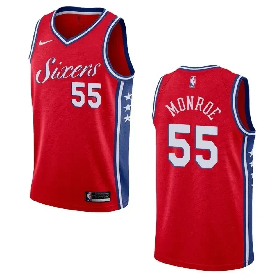 Men's Philadelphia 76ers 55 Greg Monroe Statement Swingman Jersey - Red