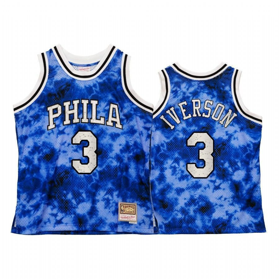 Men's Philadelphia 76ers Allen Iverson Galaxy Constellation Jersey Royal Vintage
