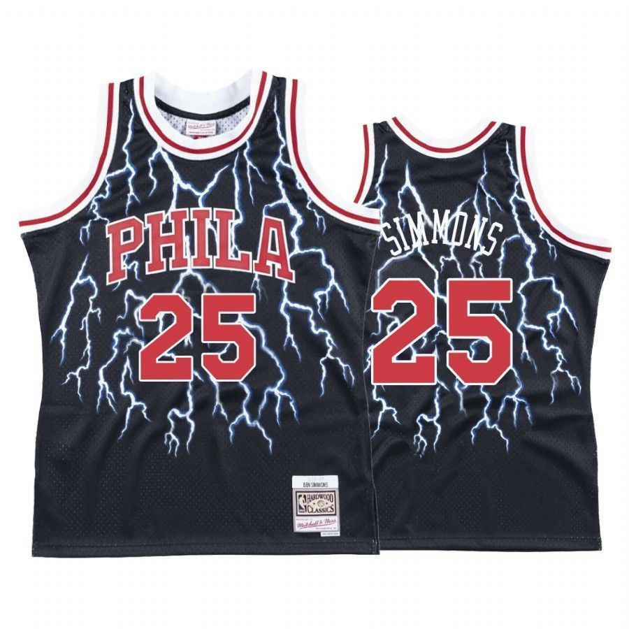 Men's Philadelphia 76ers Ben Simmons 25 Hardwood Classics Lightning Jersey